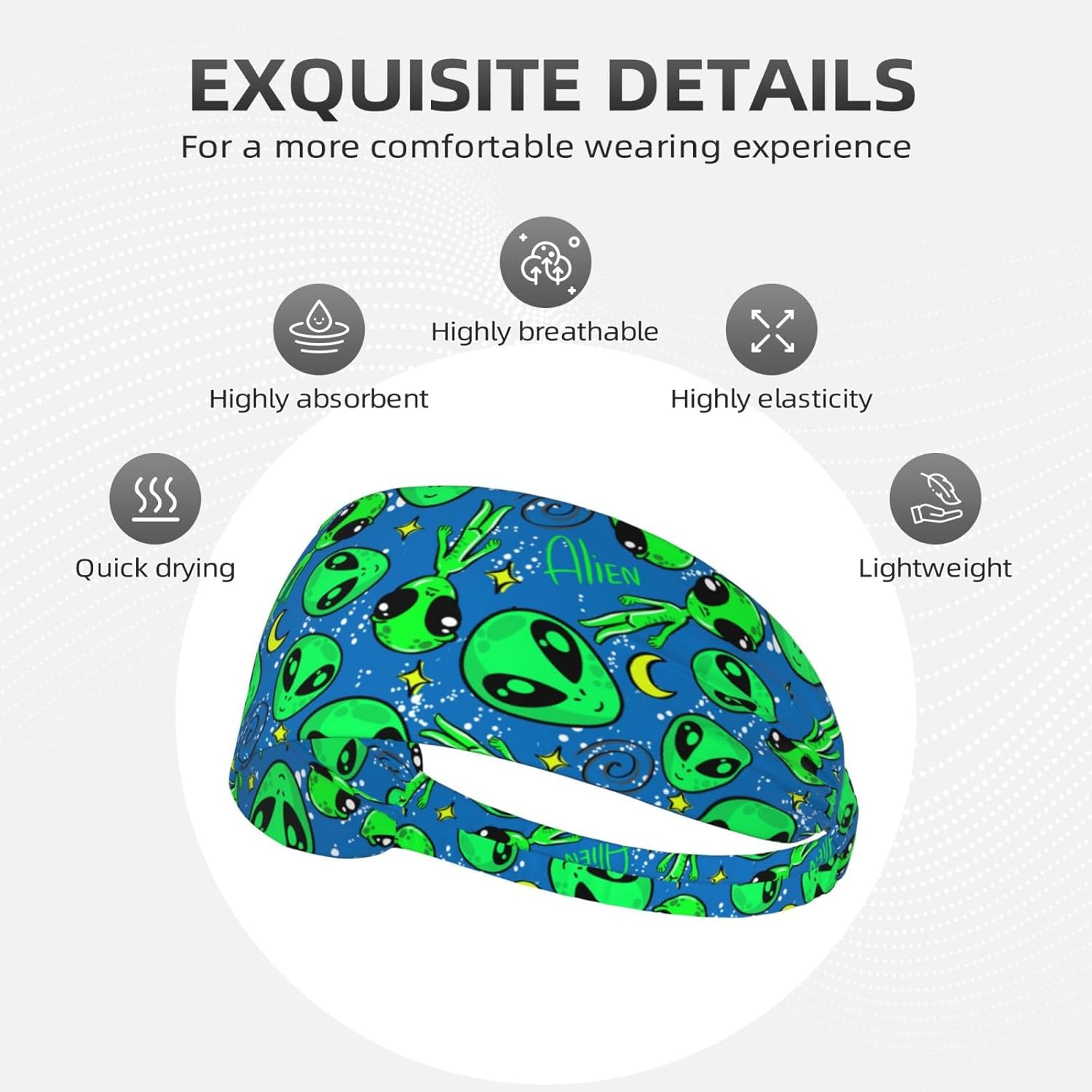 Alien Moon Elastic Headband Breathable Athletic Sweat Headbands For Men Women - Image 3