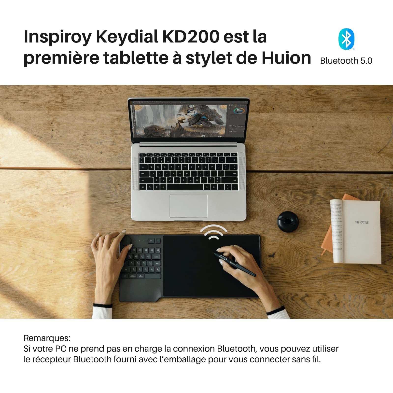 HUION Inspiroy Keydial KD200 Tablette Graphique, 9 x 5,6 Pouces