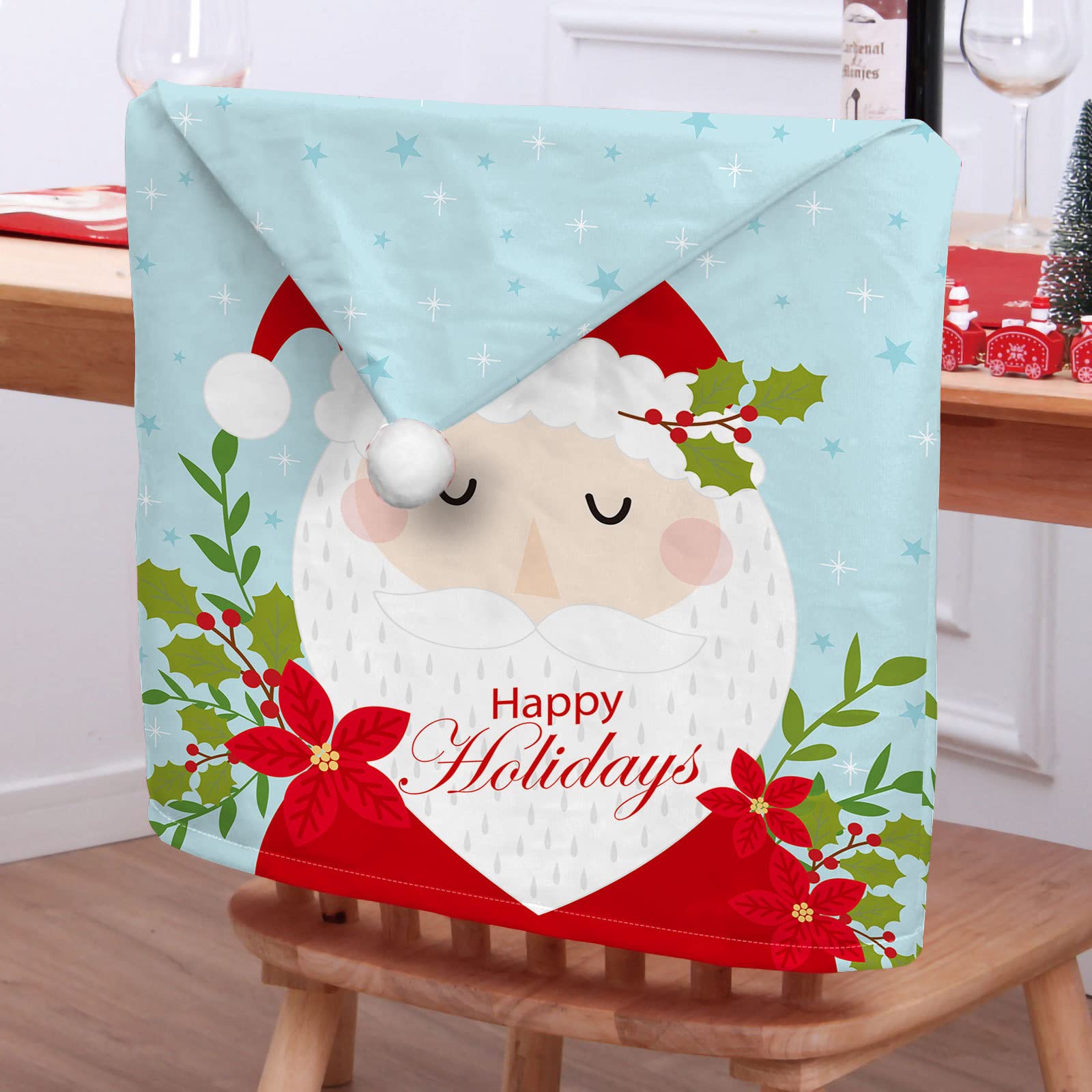 Coprisedie Natalizi A Forma Di Cappello Di Babbo Natale - Set Da 2/4/6/8 Pezzi In Poliestere, 65x50 Cm, Decorazioni Festive Per Sedie Da Pranzo, Tema Natale