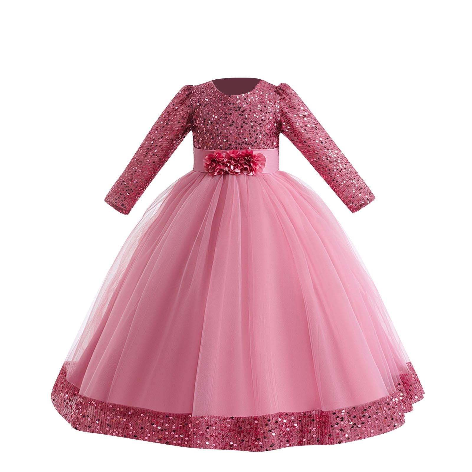 Blumensmädchenkleid Prinzessin Mädchen Ballkleid Spitze Tüll Festzug Kleider Hochzeit Partykleid Langer Abendkleid Festlich Kleid Teenager Lange Ärmel Hochzeitskleid Kinder Tüllkleid Gr.120-170
