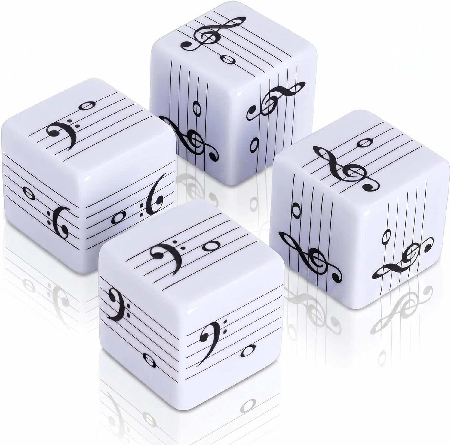 Fun Five-Line Staff Music Note Dice, Large 25mm Music Theory Dice, Includes Two High-Pitched Symbols and Two Low-Pitched Symbols Dice
