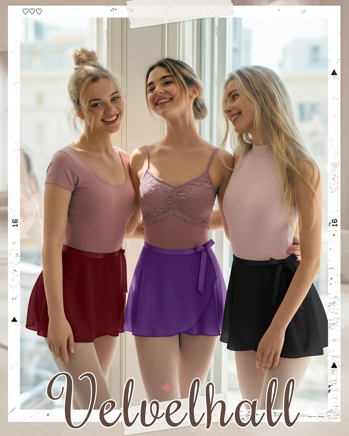 3 Pack Women's Ballet Wrap Skirts Ladies Sheer Chiffon Dance Skirt with Adjustable Waistband for Adult Gymnastics