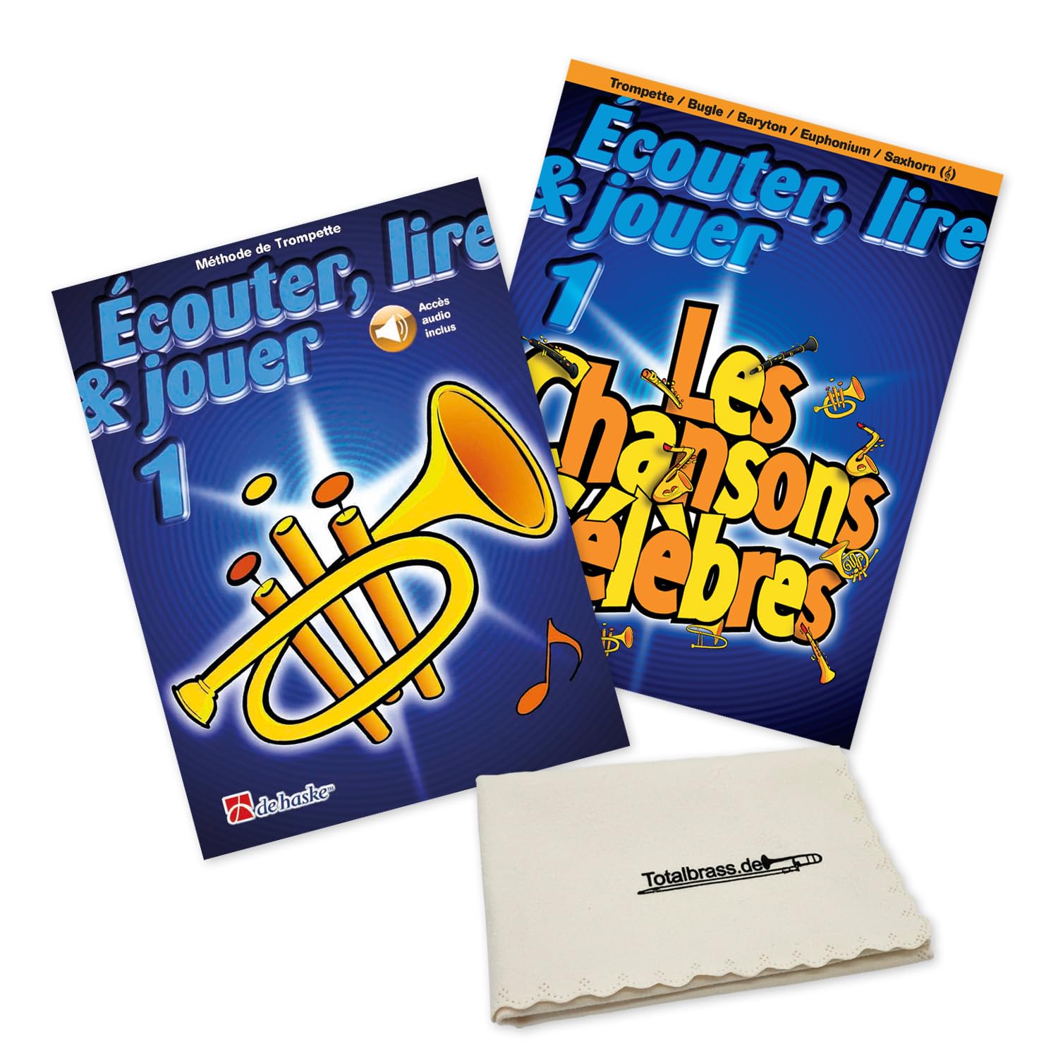 Écouter, lire et jouer 1 Méthode de Trompette + Les Chansons Célèbres + Chiffon en Microfibre | ISBN 9789043163040 + 9789043107419 | Jean Castelain | De Haske avec Accès Audio Inclus