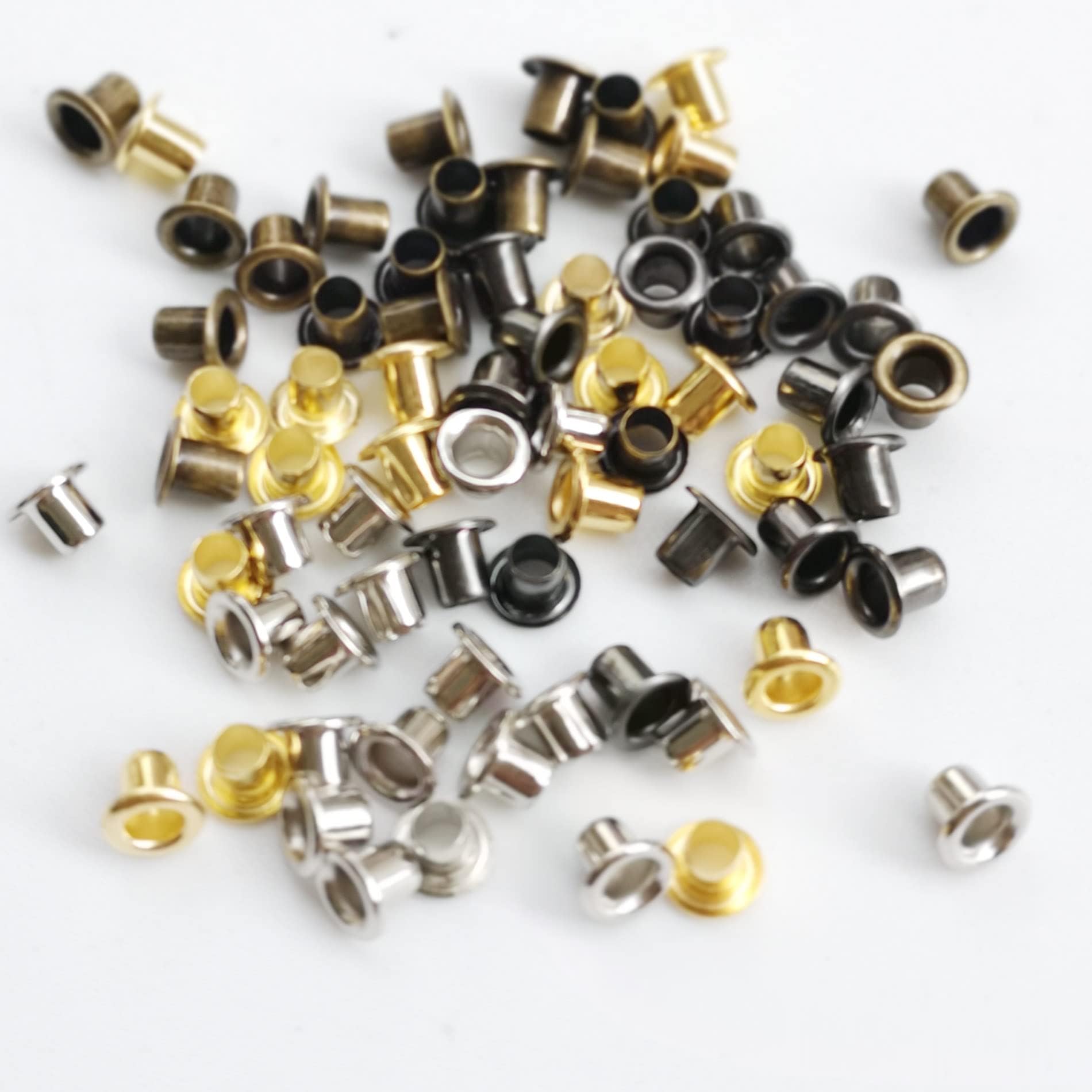 Solid Brass Grommets Eyelets Small Grommet for Doll Making Hole Self Backing Eyelet for Bead Cores, Clothes, Leather, Canvas 800pcs (1.0mm, Silver)