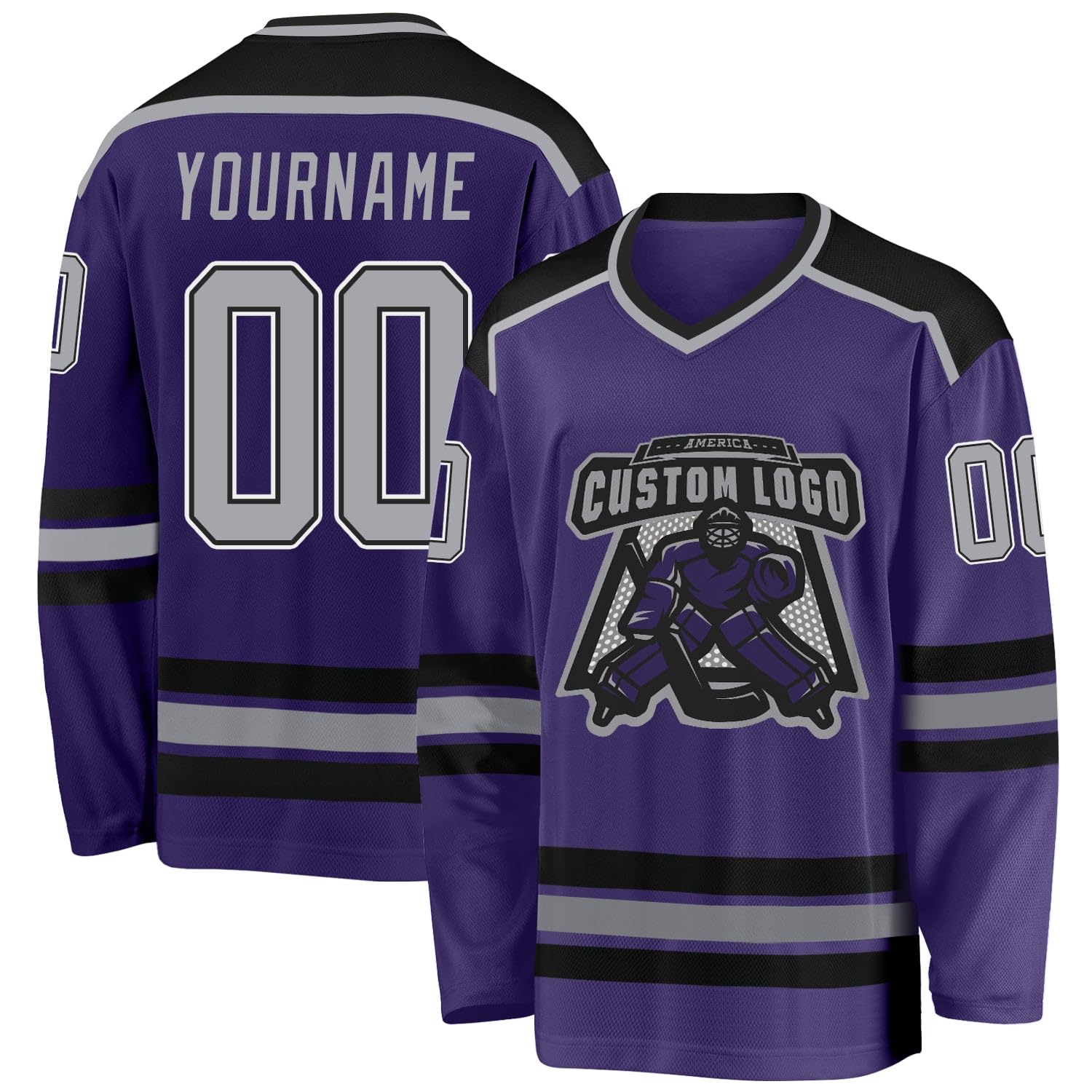 Custom Name Number White Red-Gold Hockey Jersey, Personalized Team V-Neck Sports Hockey Jersey for Men Women Youth