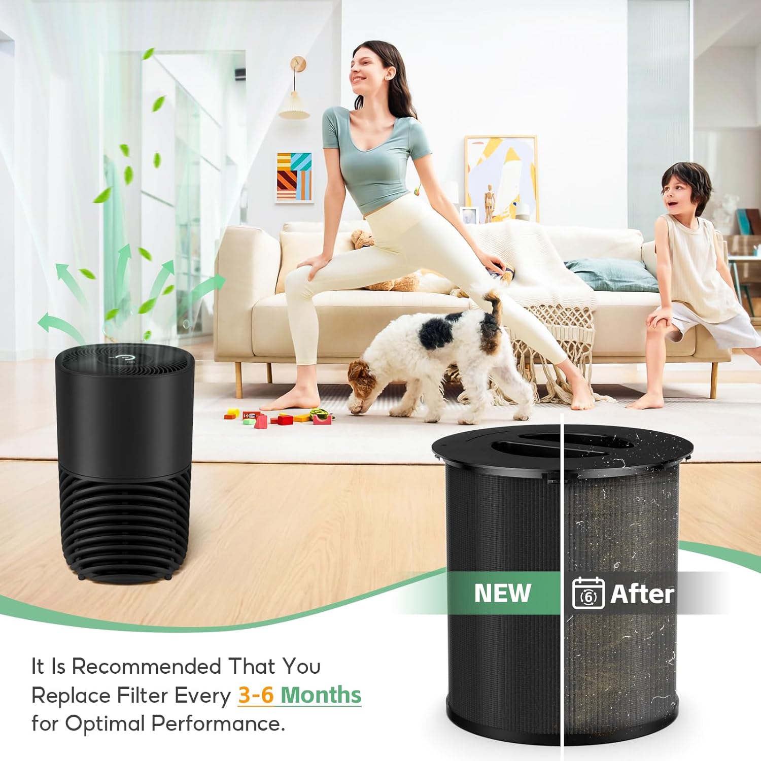 2-pack 130i Replacement Filter Compatible with PuroAir 130i Air Purifier, 3-Layer System pre Filter+HEPA Filter+Carbon Filter,Filters up to 99.9% of Smoke, Pollen, Dust and Common Household Pollutants