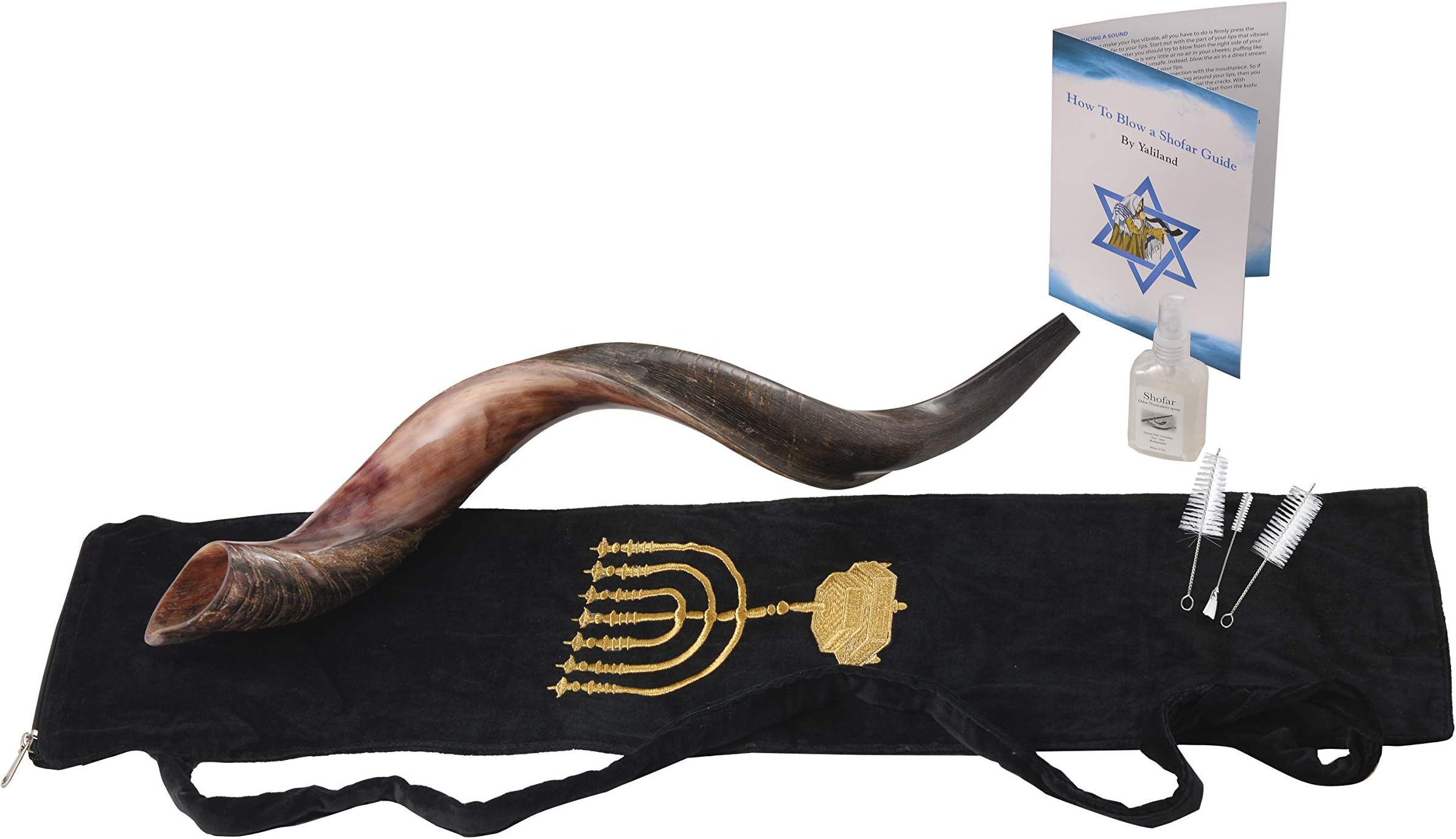 28"-31"" Yemenite Chofar Shofar Kosher Half Natural Half polish great sound + Free Bag (One Pack)