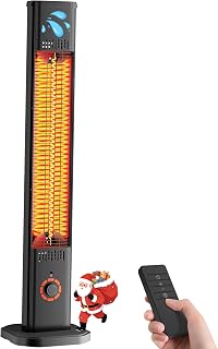 Heizstrahler Terrasse 2000W, Infrarot Standheizstrahler Outdoor mit 8 Heizstufen, 8H Timer, 1s Heizung Kohlenstofffaser-Rohr-Heizung, IP65 Wasserdicht Terrassenstrahler Innen & Außen, Balkon