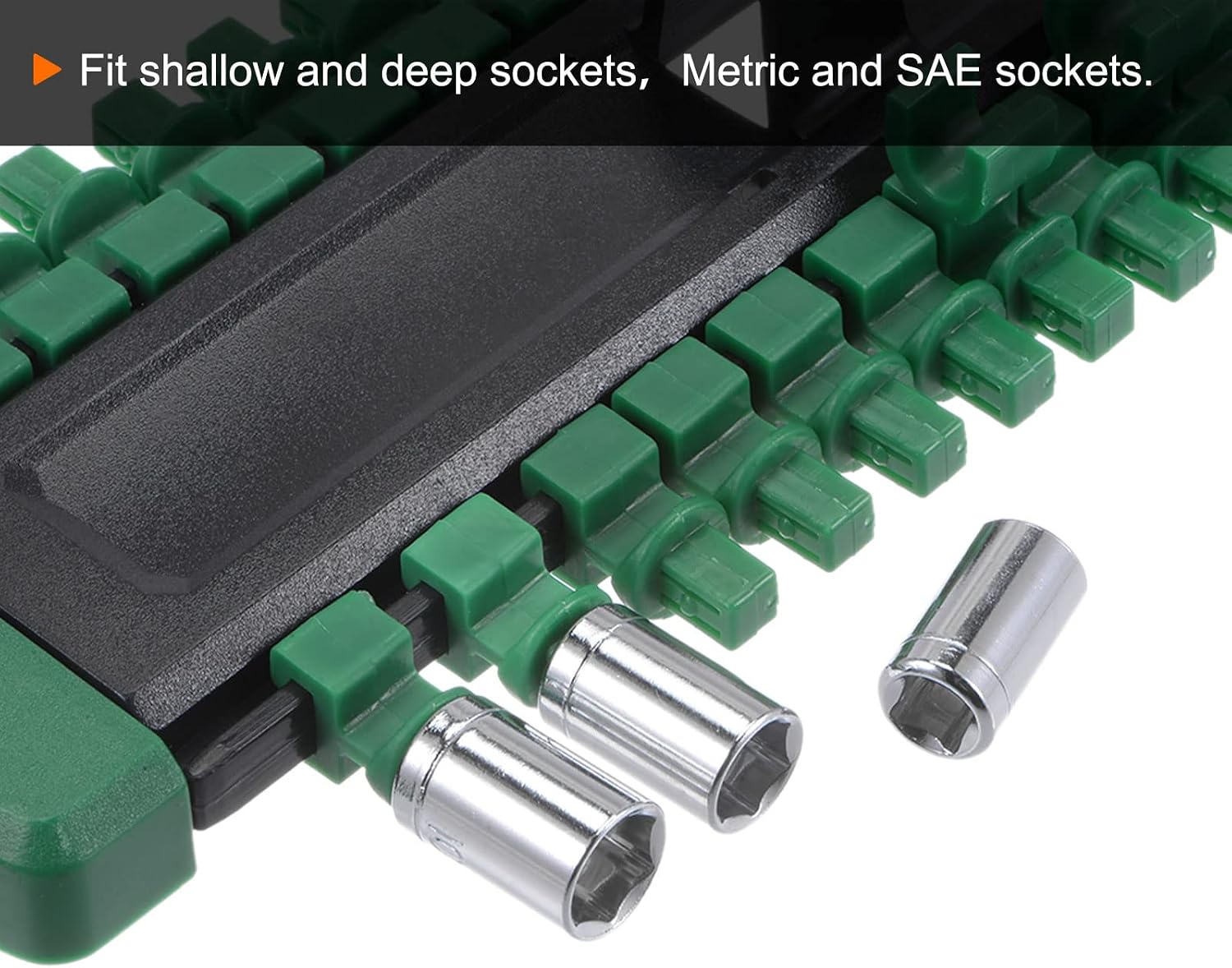 HARFINGTON Socket Organizer 3/8" Drive x 20 Clips ABS Plastic Portable ABS Plastic Socket Clip Rail Holder, Green image 5