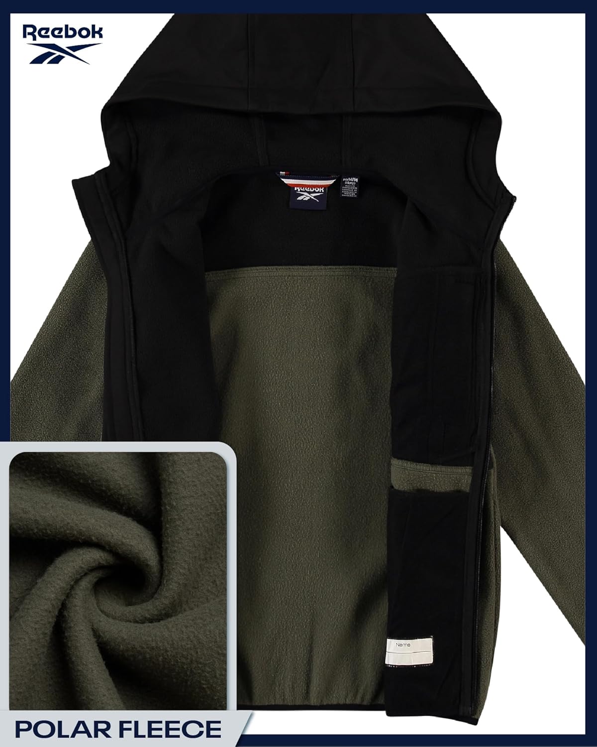 Reebok Boys Fleece Jacket - Weather Resistant Polar Fleece Lined Full Zip Boys Winter Coat - Cozy Hooded Kids Winter Jacket - Image 5