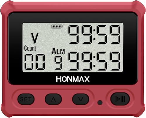 Miniatura 2 de Temporizador de intervalo digital, cronómetro con luz de fondo, reloj recargable USB-C, rojo