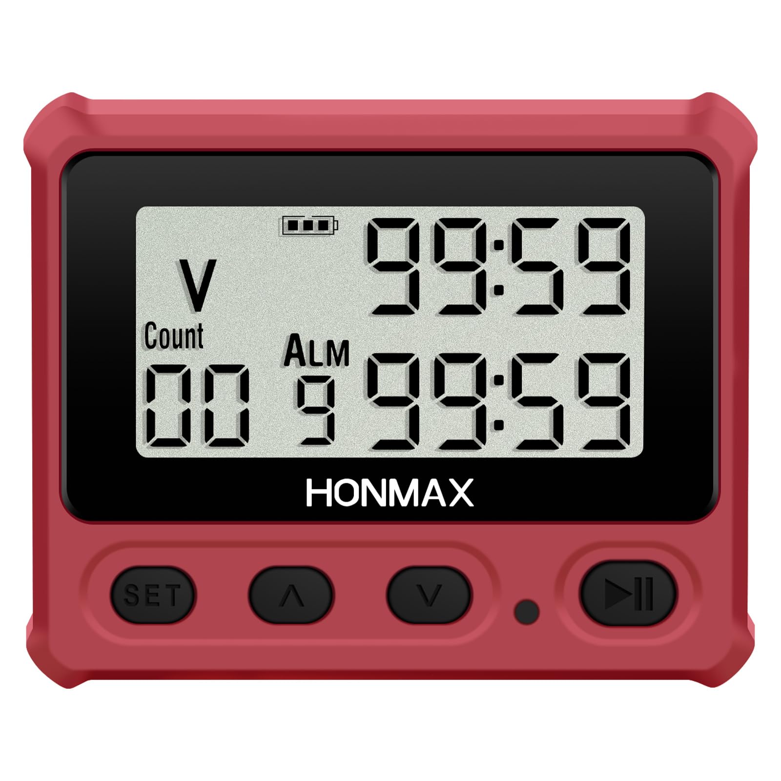 Minuteur numérique d'intervalle, chronomètre avec rétroéclairage, horloge rechargeable USB-C, rouge