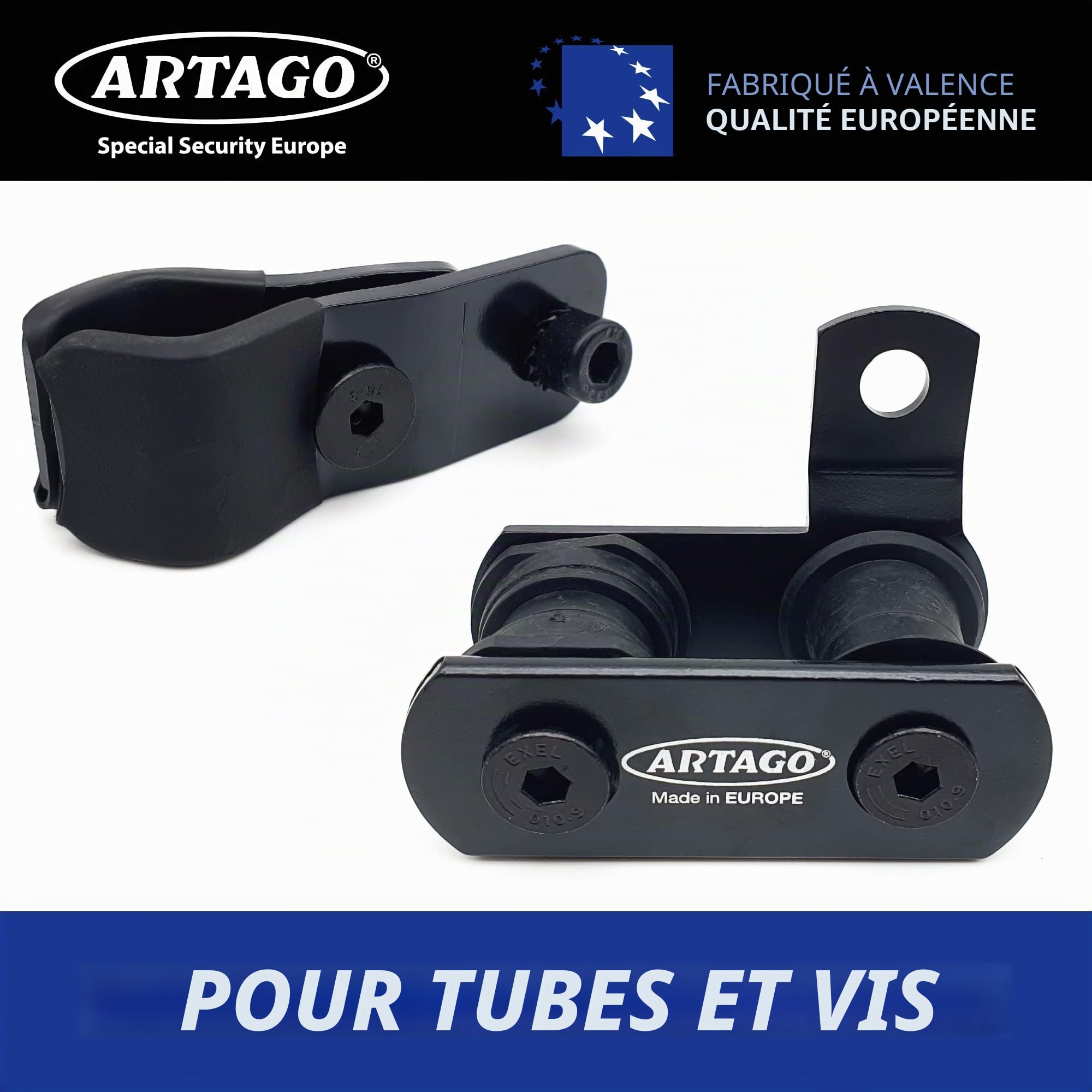 ARTAGO 568.2 Support Antivol pour Cadenas 69 et 69X, Fixation sur Tubes Ø18-25mm et Vis, Universel