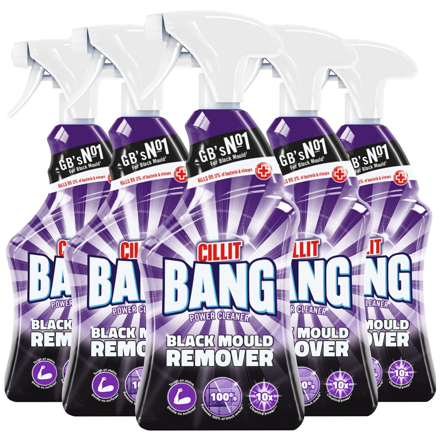 Black Mould Remover Cleaning Spray | 750ml | Pack of 5 | 5 x 750ml | Removes Dirt & Mould