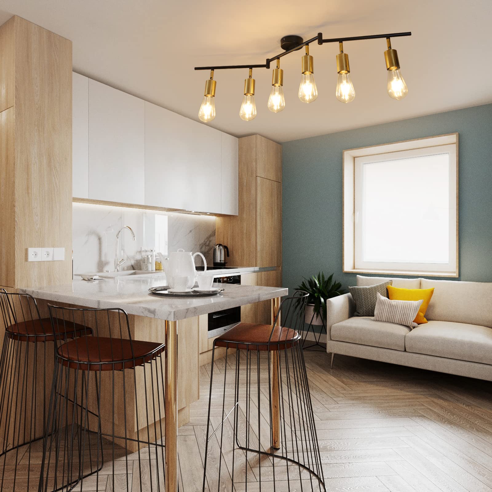 Plafondlamp Industriële 6-Lichts E27 Plafonnière Woonkamer Plafondlampen voor