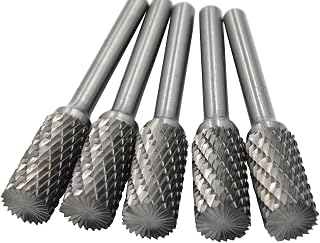 5Pcs,1/2 Dia.Flat Cylinder Solid Carbide Burrs Heavy Duty Carbide Grinding Heads Chamfering Abrasion Industrial Deburring Rotary Tools for Steel Metal Straight Edges Flat Bottom Metalworking