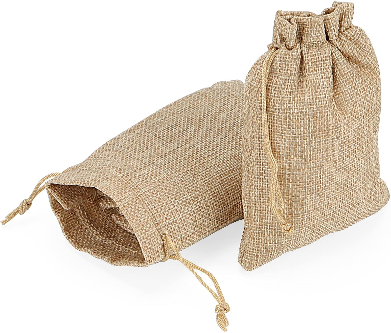 LEXININ 80 PCS 3.9 x 5.9 Inches Burlap Bags Poly Linen Brown, Internal Size 3.9 x 4.7 Inches