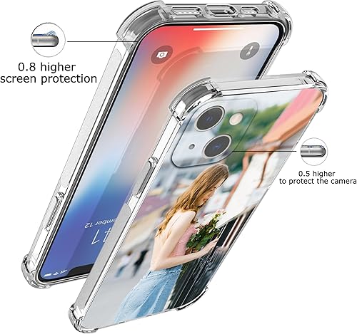 Miniatura 6 de shumei Funda de teléfono con foto personalizada para iPhone 15 de 6.1 pulgadas, funda transparente de TPU suave antiarañazos, diseña tu propia funda