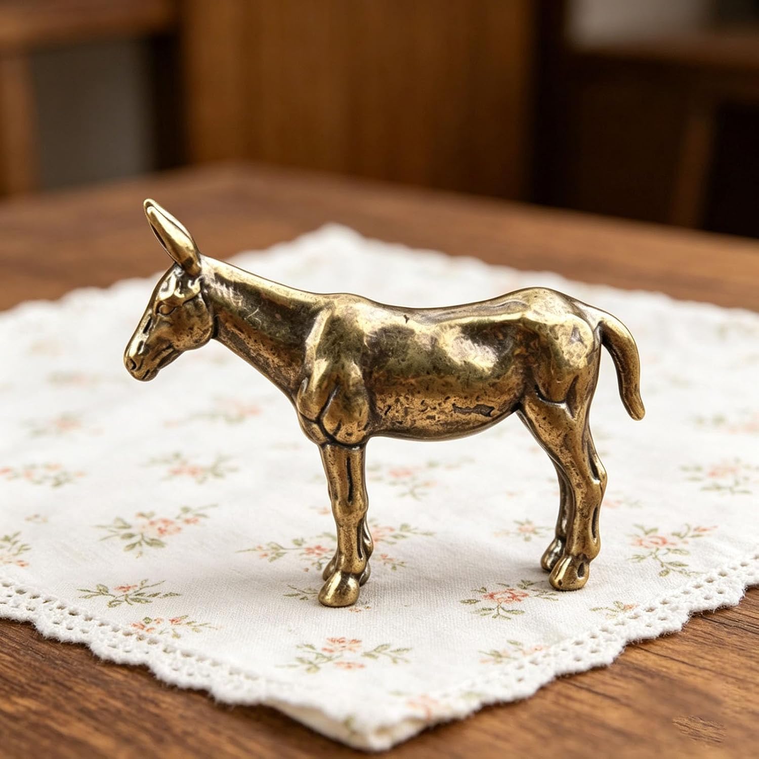 Vintage Brass Donkey Figurine,Smooth Polished Copper Donkey Statue,Mini Retro Desktop Ornament,Solid Metal Collectible Craft for Home Office Living Room Table Decor image 3