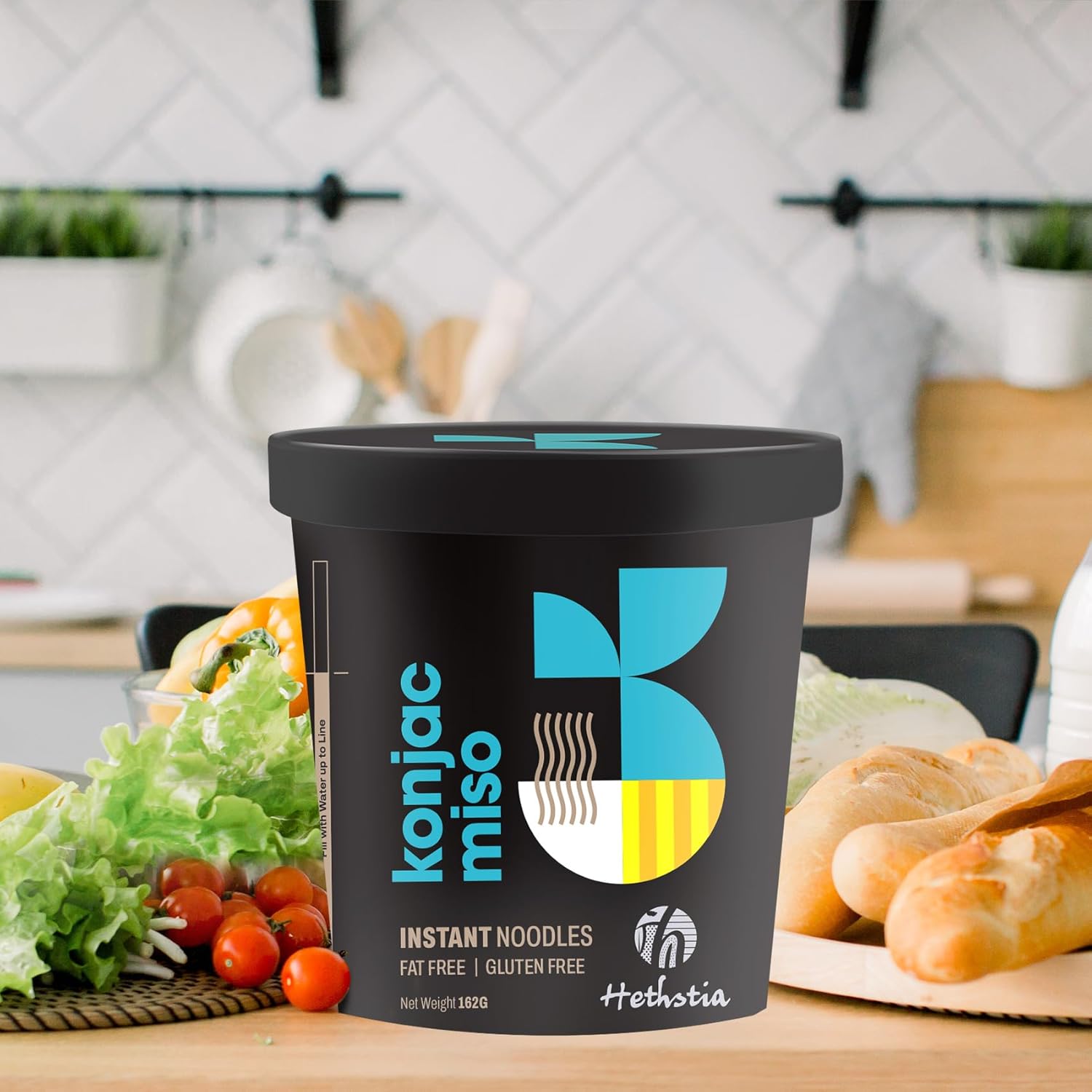 Hethstia 16Pcs Shirataki Spaghetti and Miso Instant Ramen, Low GI, Keto