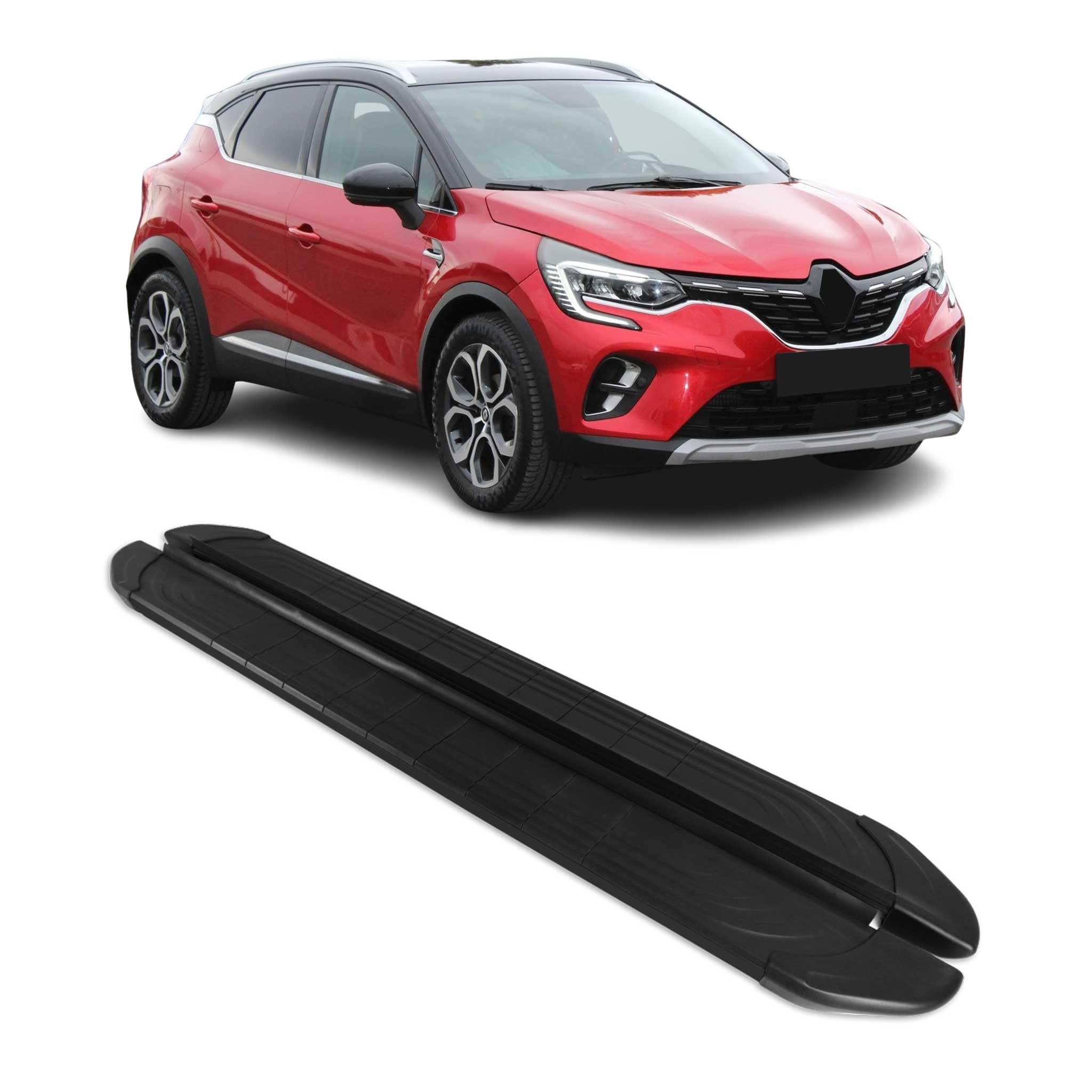 OMAC Sottoporta Laterali Pedane Laterali Compatibili con Renault Captur 2019-2026 Nero Alluminio 2X