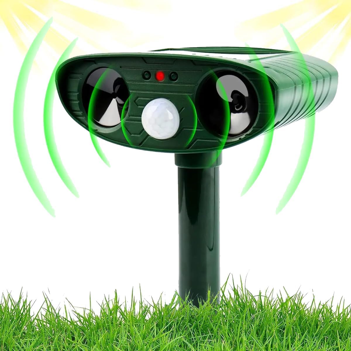 Ultrasonic Cat Deterrent,Solar Powered Deterrent Device with Flashing Light,Ultrasonic Cat Deterrent with Motion Sensor,Outdoor Solar Device for Dogs/