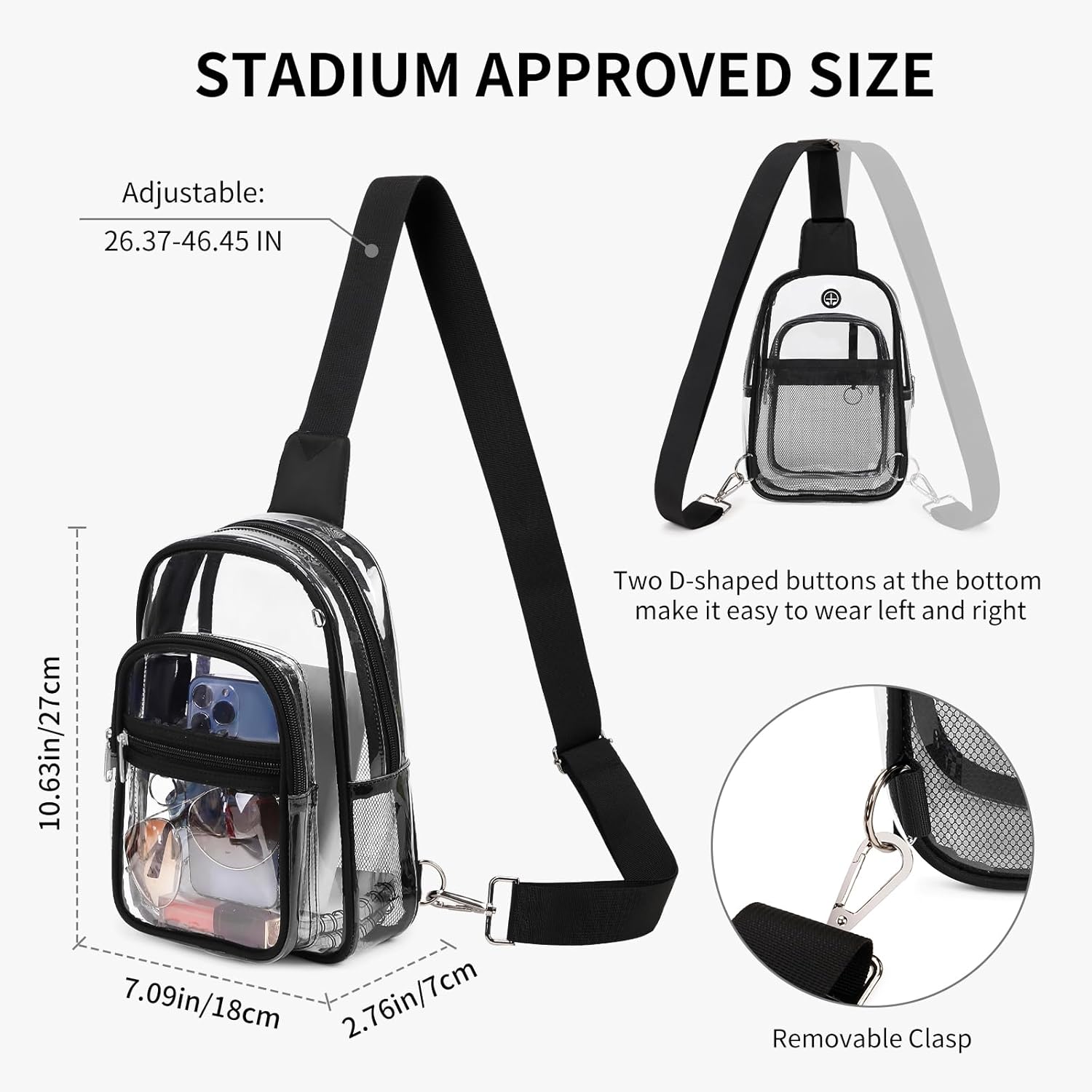 MOONBABY Clear Bag for Stadium Events, Clear Backpack Purse for Women Waterproof TPU Crossbody Fanny Pack | for Stadium Events, Waterproof, TPU - Image 2