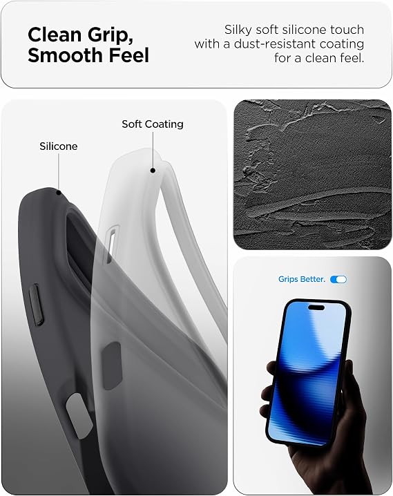 Spigen iPhone 17 Pro ile Uyumlu MagSafe Kılıf Silicone Fit Mag Fit Kaymaz Silikon Siyah Kapak - ACS09955 (Spigen TR Garantili) | MagSafe cihazınızla çalışır
