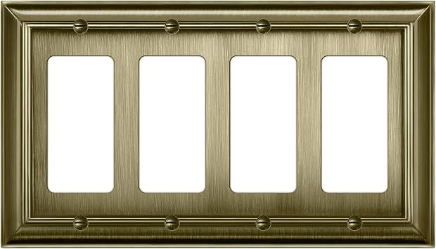 4-Gang Midsize Decorator Switch or Receptacle Outlet Metal Wall Plate
