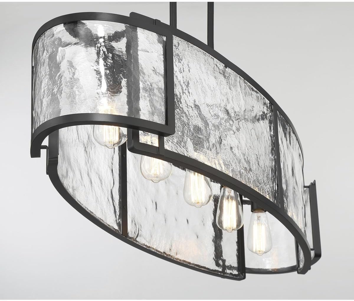 Minka Lavery 5268-66A Bella Collina Clear Hand-Made Glass Island Light, 5-Light 500 Total Watts, 10" H x 15" W, Coal Black