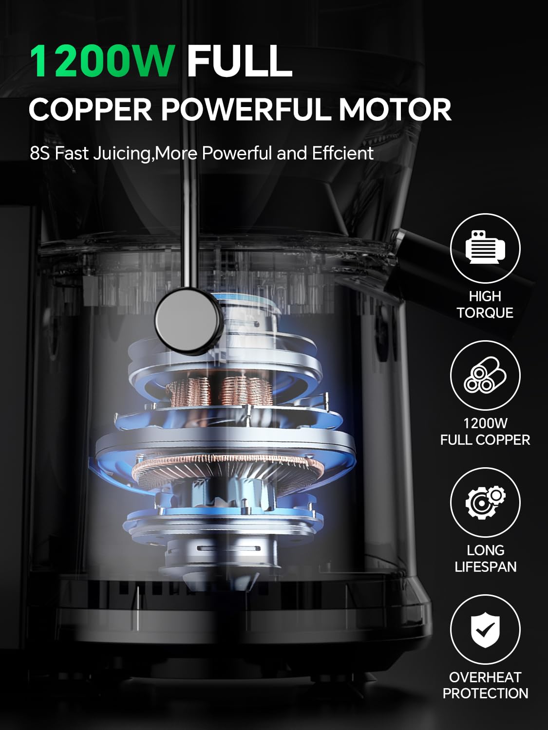 Juicer, 1200W Juicer Machine with 3