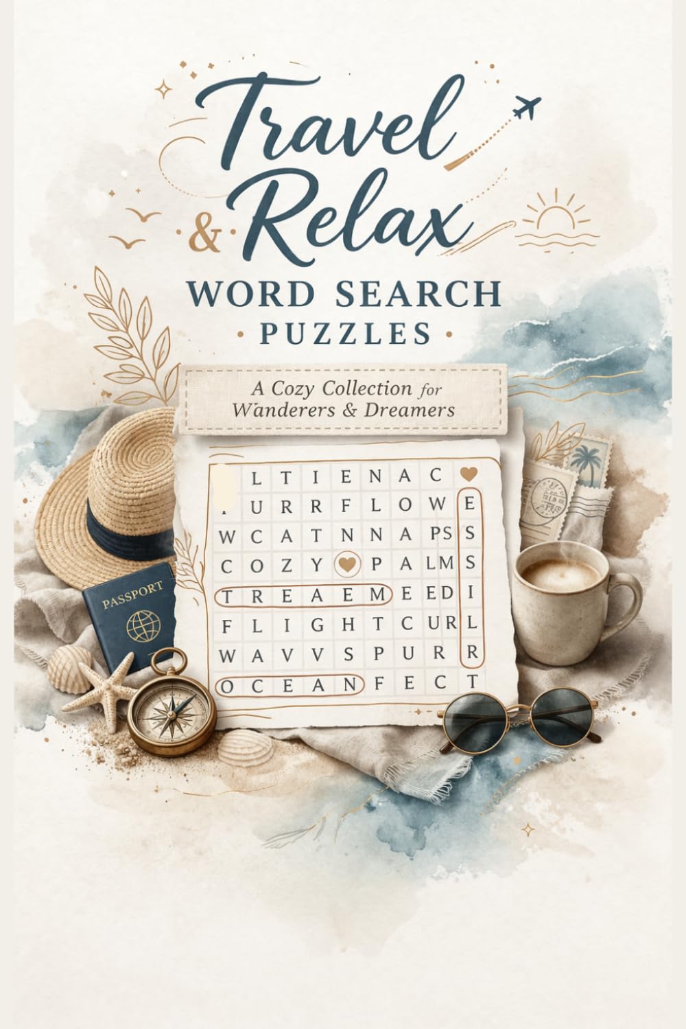 Travel & Relax Word Search Puzzles: Relaxing Vacation-Themed Puzzles for Stress Relief, Brain Training & Fun Anytime, Anywhere