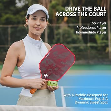 Pickleball Paddles, Professional Carbon Fiber Pickleball Paddle for High Spin & Powerful Shots with Honeycomb Core Pickleball Racket for Indoor Outdoor Play