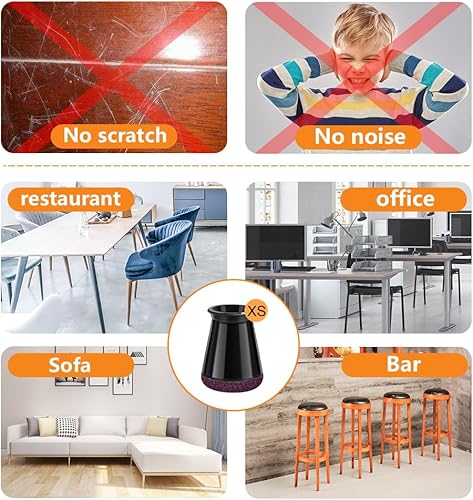Miniatura 40 de 32 protectores rectangulares para patas de silla para madera dura, almohadillas de fieltro de silicona, fundas reductoras de arañazos y ruido