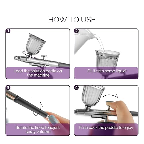 Miniatura 7 de IeBilif Kit de aerógrafo portátil,Aerógrafo para uñas,Máquina de aerógrafo de uñas,Kit de cepillo de aire con compresor,Set de aerógrafo inalámbrico