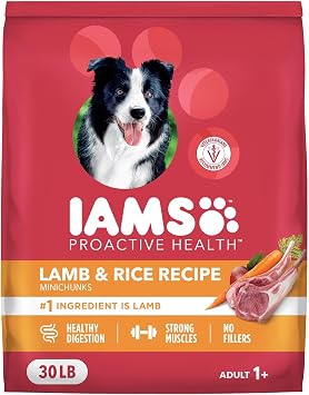 IAMS Proactive Health Minichunks Dry Dog Food, Lamb & Rice, 30 lb