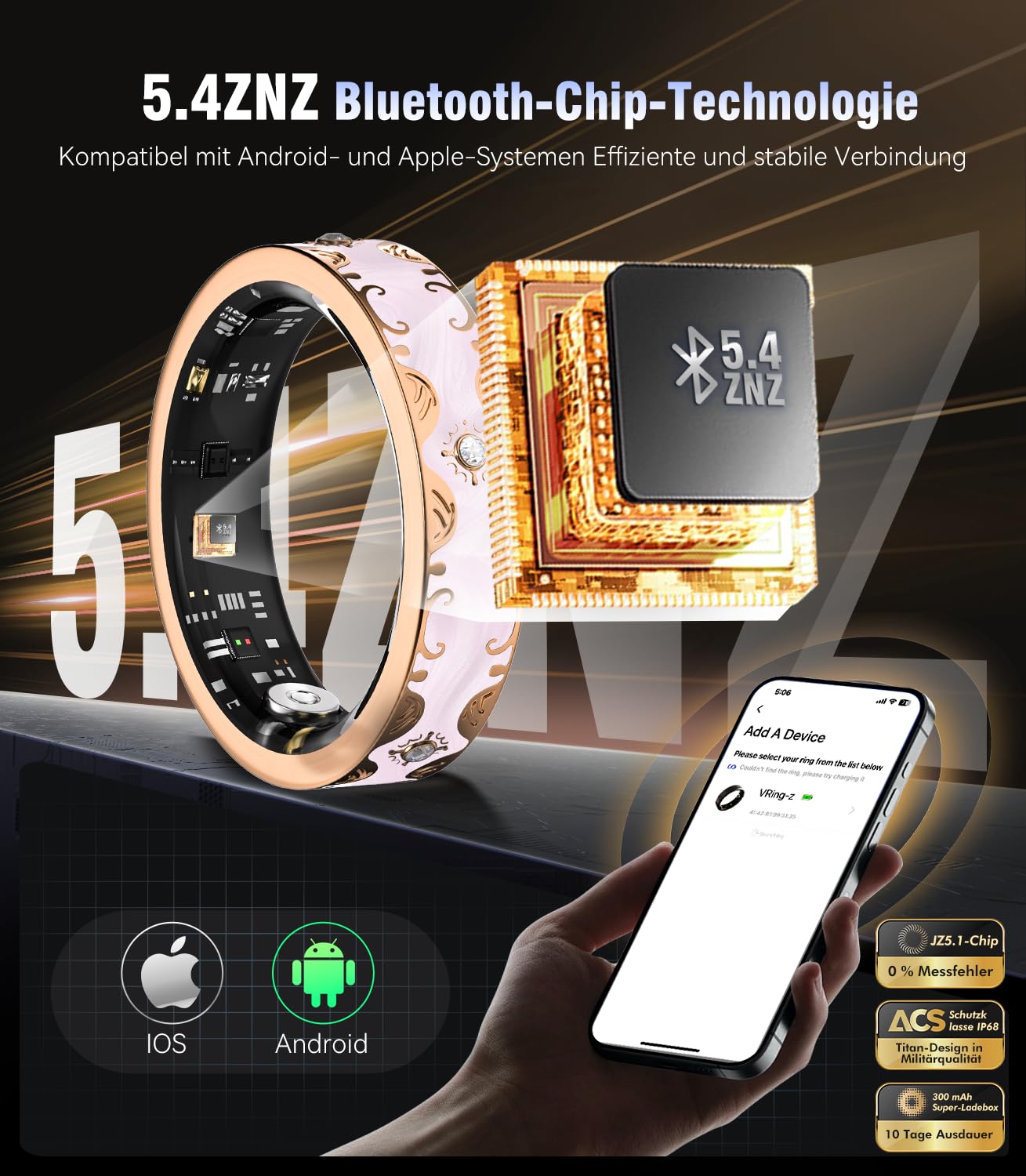 2026 TOP 1 9.0 Smart Ring e custodia di ricarica. 【Industry First – 0 errore di misurazione】【IP68 impermeabile】 Anello intelligente da uomo e da donna per monitoraggio del sonno, dispositivo