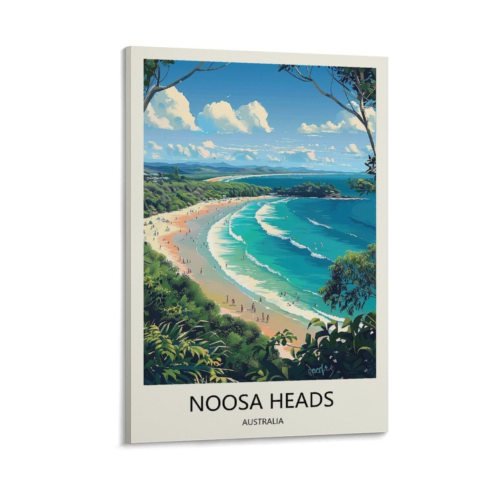 Yjneng Framed Canvas Art Picture Noosa Heads Australia Wall Decor Art Painting Posters Modern Family Decorative Poster 16X24inch(40X60cm)
