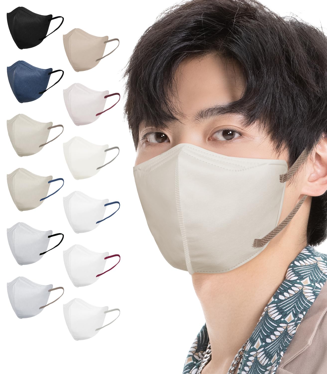 [Hellozebra] 立体マスク 大きめ メンズ バイカラー 3Dマスク 黒 不織布 30枚入 グレー 不職布マスク カラー 耳が痛くならない バイカラー 国内検品 飛沫対策 花粉用 息がしやすい 5dおしゃれマスク 15枚入りで個包装 グレー×纽ブラウン