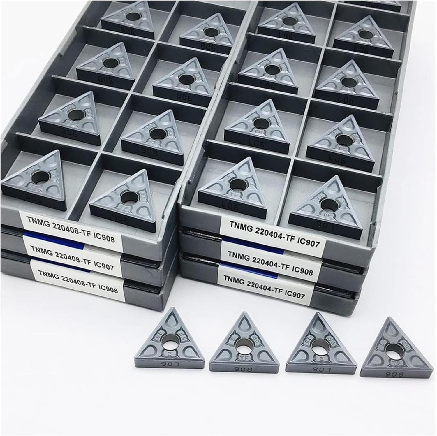 Carbide Milling Cutter TNMG220404 TF IC907 IC908 TNMG220408 TF IC908 IC907 Carbide Milling Cutter External Turning Tool CNC Tool (Angle : TNMG220408 TF IC907, Insert Width(mm) : 10PCS(1box))