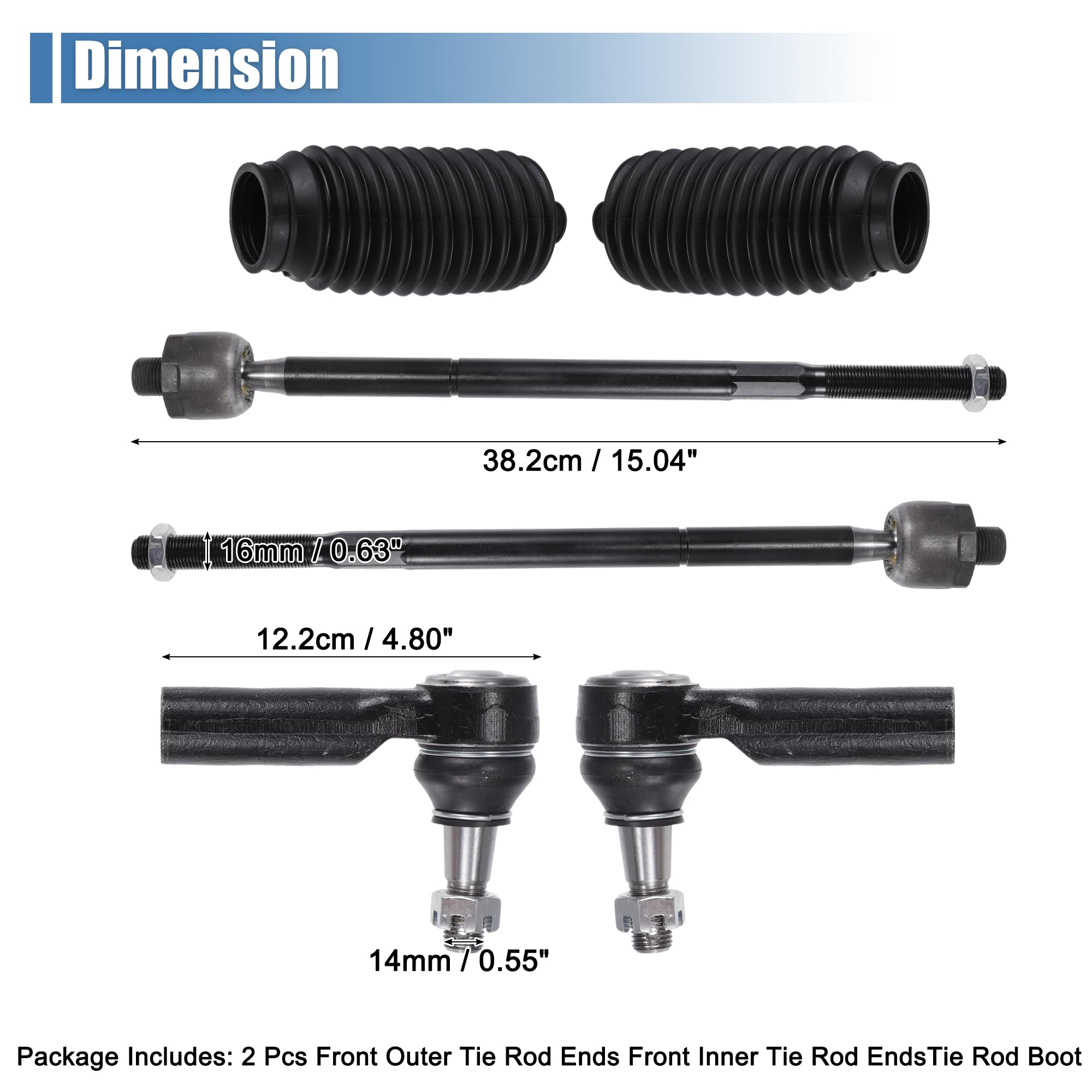 QUARKZMAN Kit di 6pcs Terminali di Tirante Interni ed Esterni Anteriori per Sospensione e Sterzo Tirante per Ram 1500 2013-2018 Drag Link