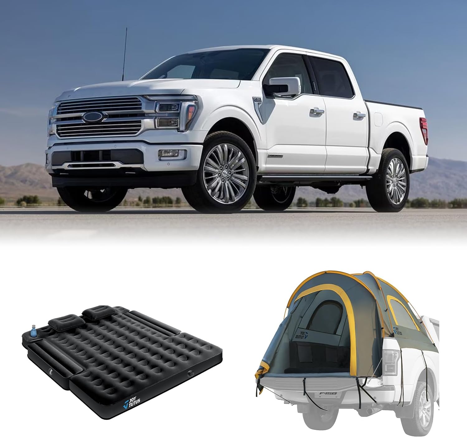 JoyTutus Pickup Truck Tent Orange+JOYTUTUS Truck Bed Air Mattress 5.5-5.8Ft