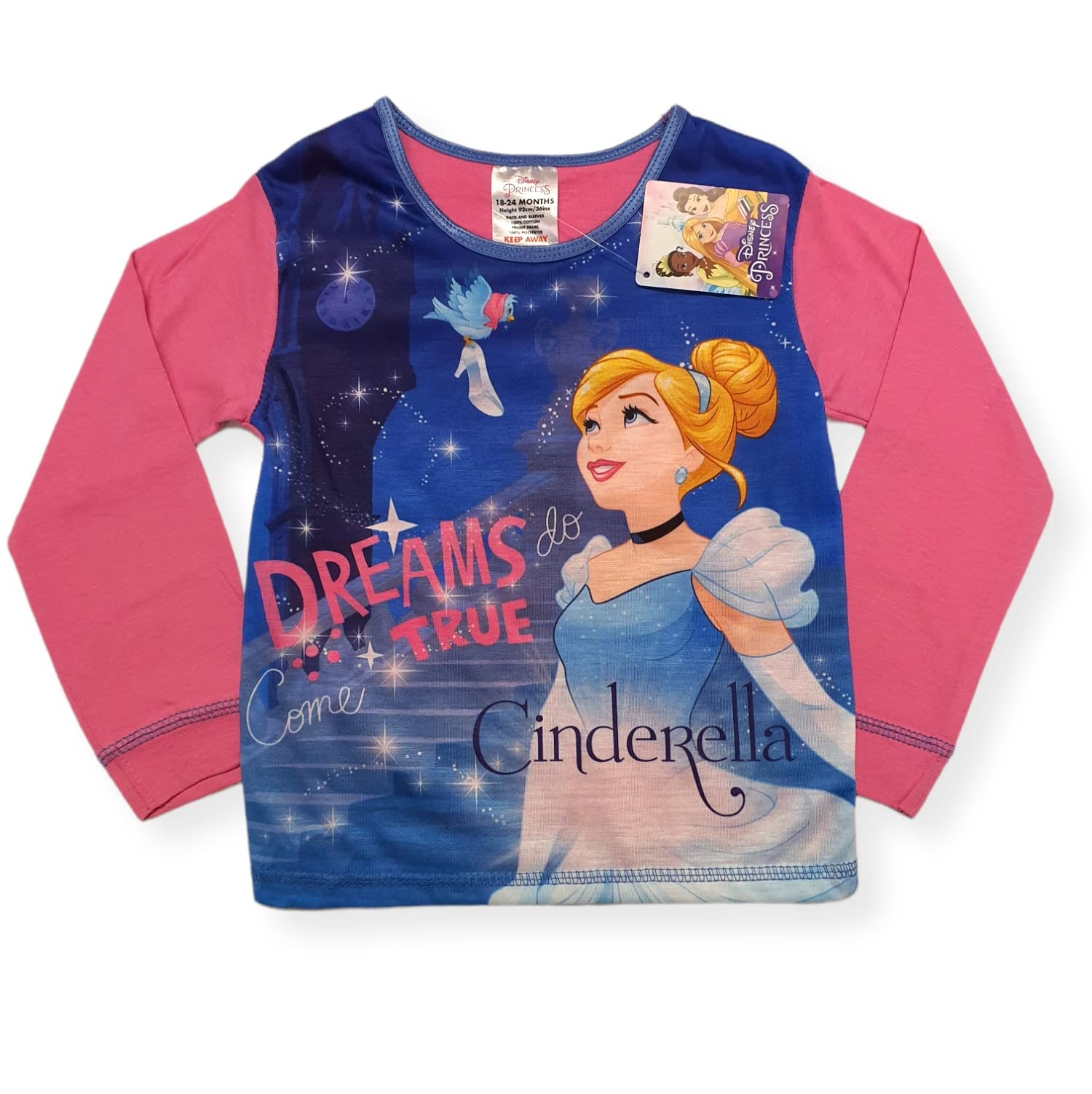 Disney Girls Princess Cinderella Dreams Come True Pyjama Set Pjs Nightwear 18-24 Months