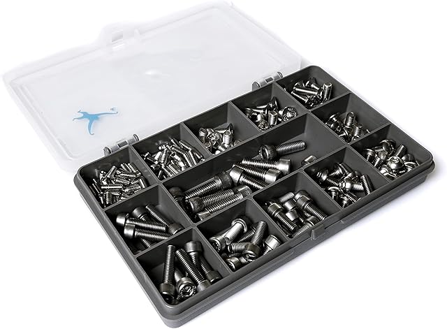 Bike Bolt Kit | 206 Assorted Allen Socket Screws for Bicycles | A2-70 (304) Stainless-Steel