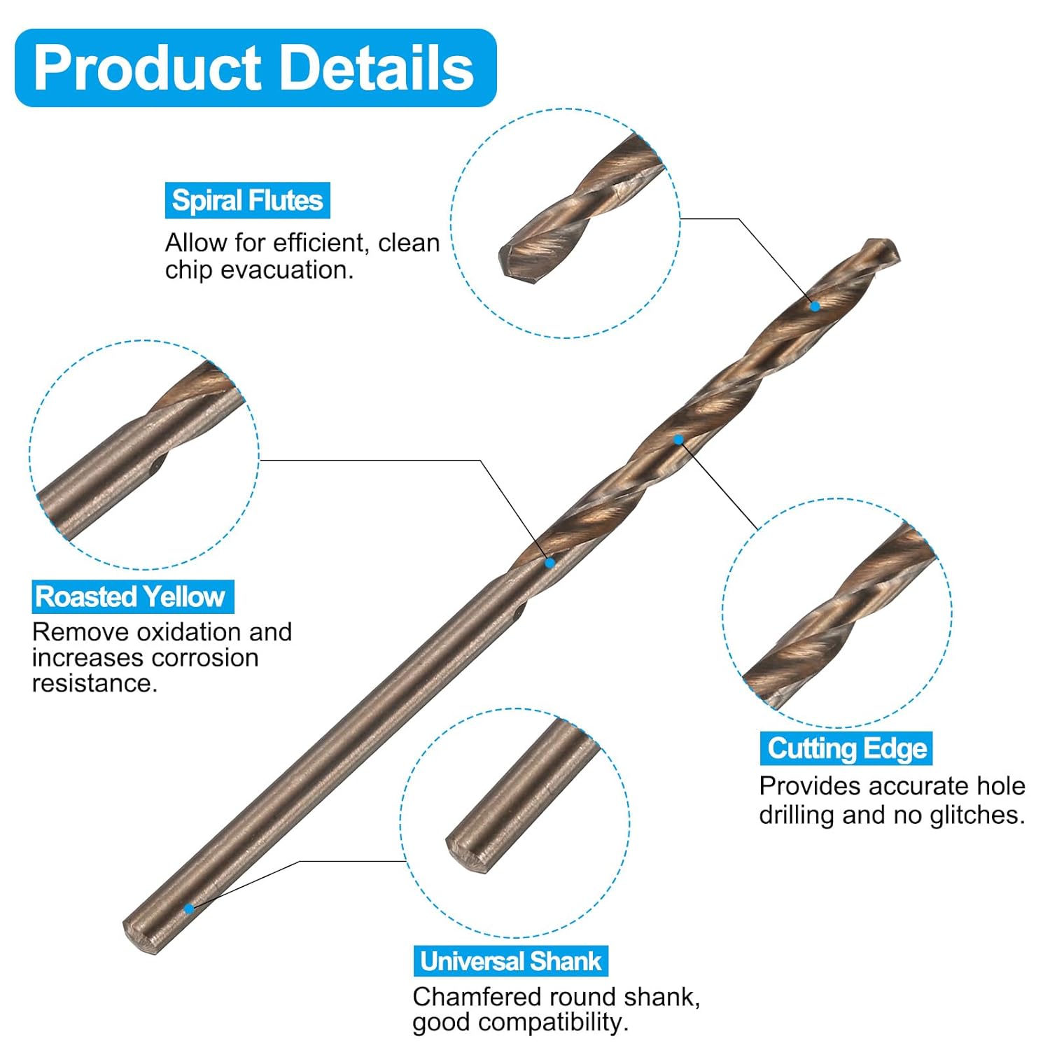 Tap and Drill Bit Set, 3pcs M3 x 0.5 Metric Spiral Point Thread Screw Taps & 3pcs 2.5mm Twist Drill Bits, Titanium Coated/Roasted Yellow HSS-6542/M35 HSS-CO Tapping Threading Tool
