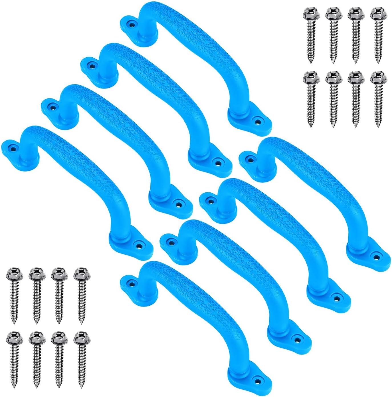 Dolibest 8-Pack Safety Handles for Swing Sets & Playsets - Monkey Bars with Anti-Skid Grip with Finger Indentations, Plastic Grab Handles, Easy Mounting for Climbing Frames, Playhouses, Treehouses