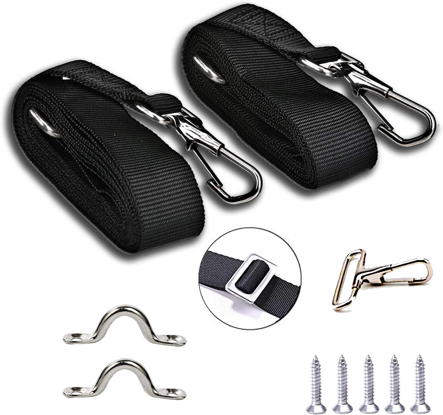 PERCARE 2 Pcs Adjustable Bimini Top Straps Black, Marine Tension Tie