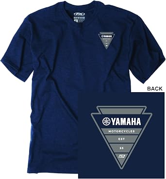 Yamaha S/S T-Shirt 100% Cotton Powersports Motorcycle ATV UTV Crew Neck Short Sleeve T-Shirt - Arrow Navy, Size Large