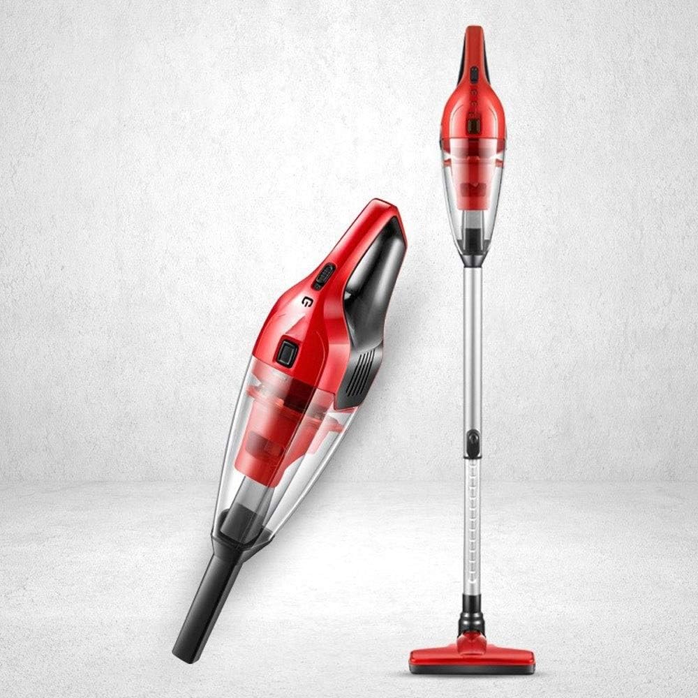Hard Floor Vacuum Cordless Vacuum Cleaner, Powerful Suction Stick and Handheld Light Weight Bagless Large-Capacity Dust Cup Vacuum Ideal for Hard Floor Carpet Pet Hair for Home (Color : Red)