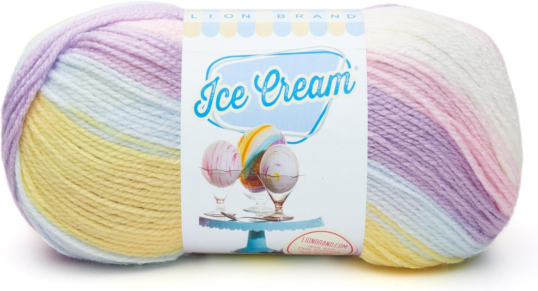 Lion Brand Yarn 100 Percent Acrylic Ice Cream Yarn, Cotton Candy,10.89 x 10.89 x 22.32 cm